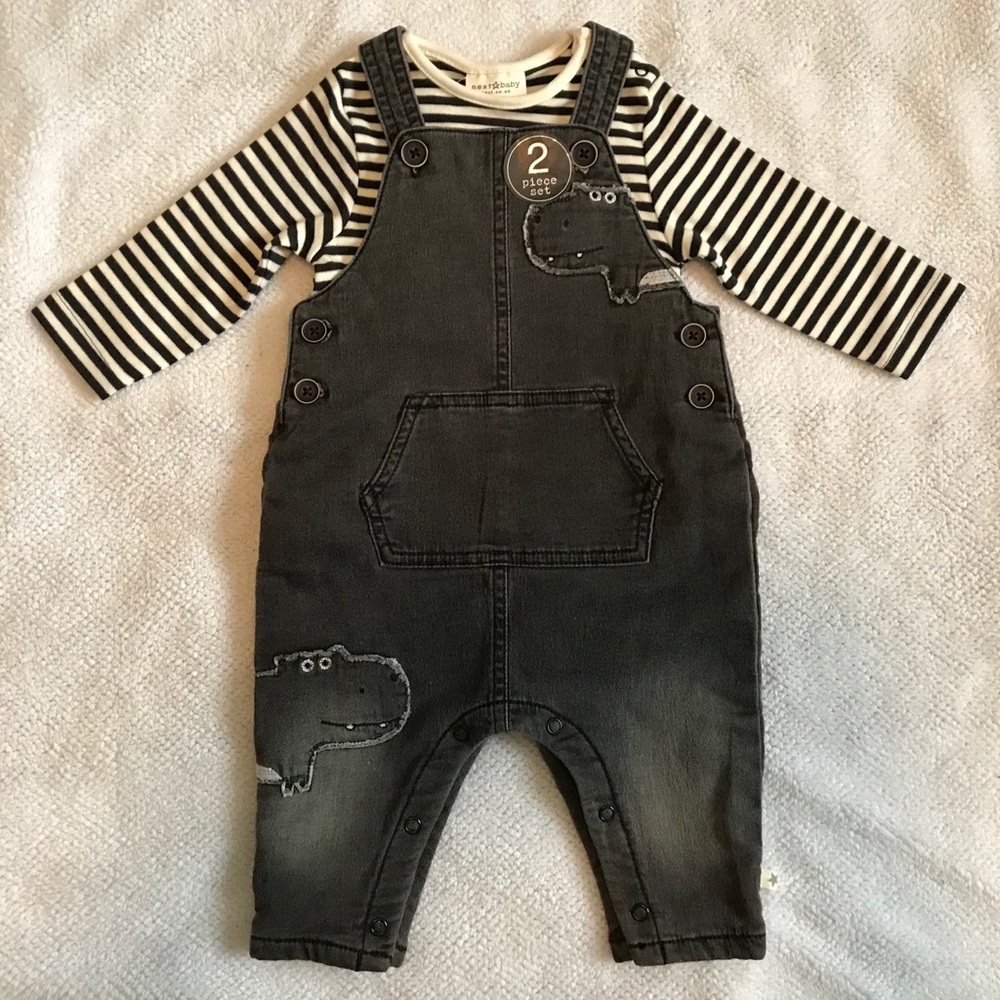 Next Denim Hippo Overalls With Bodysuit